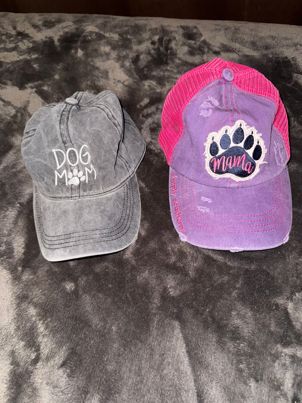 David and Young & Simply Southern One Size Baseball Caps Gray Purple Cotton Mesh